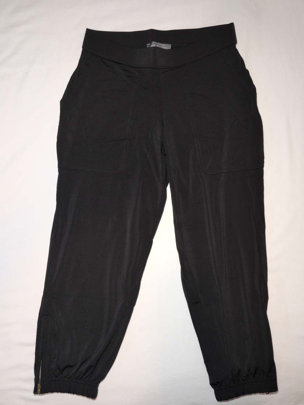 Lisa Rinna Collection Black Tapered Jogger Pants